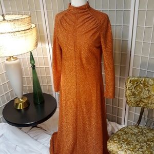Vintage long sleeve orange evening gown Sz 8